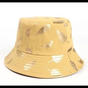Bucket Boonie Cotton Yellow Fisherman’s Hats With gold foil